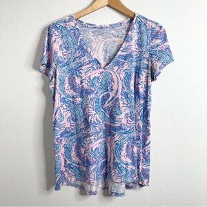 Lilly Pulitzer Cotton Short Sleeve Tee Etta Top Maybe Gator Size Large